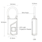 Anytek USB Charging Waterproof Anti-theft Non-password Electrically Intelligent Fingerprint Padlock Size:3.2cm × 3.5cm × 9cm, Anytek USB Charging Padlock