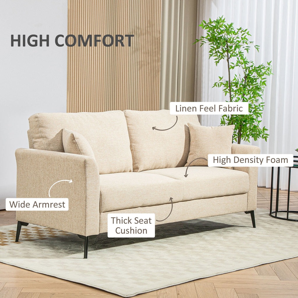 Linen Fabric Modern Accent Chair with Metal Legs, Wood Frame