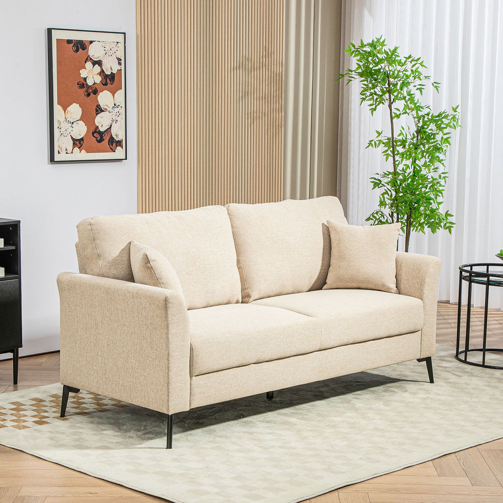Linen Fabric Modern Accent Chair with Metal Legs, Wood Frame