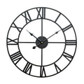 40cm Retro Living Room Iron Round Roman Numeral Mute Decorative Wall Clock, 40cm 40cm Black