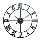 40cm Retro Living Room Iron Round Roman Numeral Mute Decorative Wall Clock, 40cm 40cm Black
