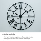 40cm Retro Living Room Iron Round Roman Numeral Mute Decorative Wall Clock, 40cm