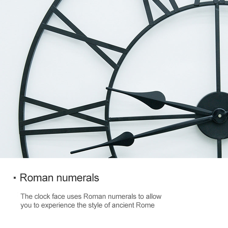 40cm Retro Living Room Iron Round Roman Numeral Mute Decorative Wall Clock, 40cm
