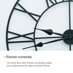 40cm Retro Living Room Iron Round Roman Numeral Mute Decorative Wall Clock, 40cm