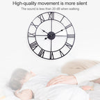 40cm Retro Living Room Iron Round Roman Numeral Mute Decorative Wall Clock, 40cm