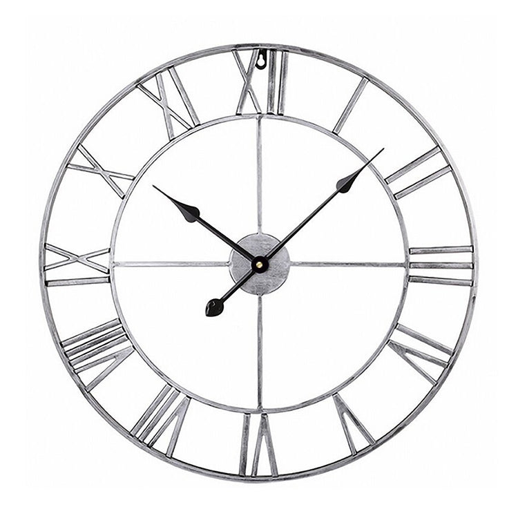 40cm Retro Living Room Iron Round Roman Numeral Mute Decorative Wall Clock, 40cm – Durable Build, Easy to Use 40cm Silver