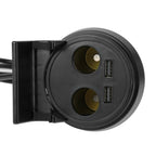 5V 1A+2.4A Two USB Ports & Two Car Cigarette Lighter Socket Car Charger with Holder Function, 5V 1A+2.4A