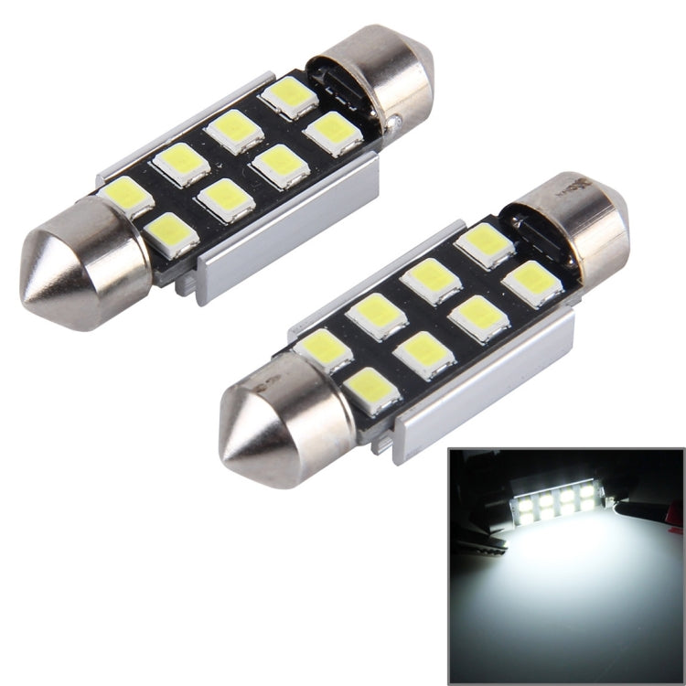2 PCS 36mm Festoon 3W 300LM White Light 8 LED 3528 SMD Canbus Error-Free Car Reading Lamps, DC 12, 36mm 36mm
