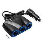 12-24V 3.1A 3 USB Ports & 3 Car Cigarette Lighter Sockets Car Charger, 12-24V 3.1A With 23 USB