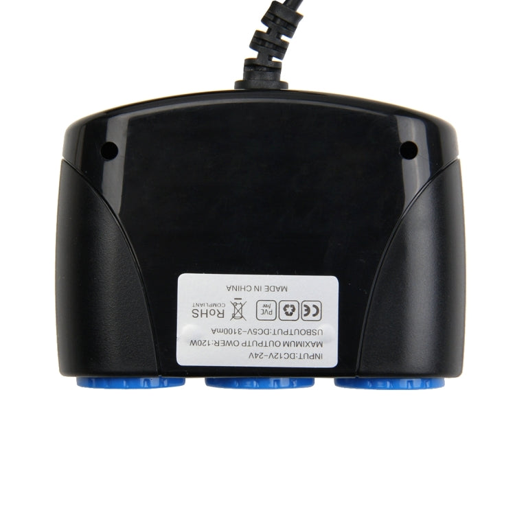 12-24V 3.1A 3 USB Ports & 3 Car Cigarette Lighter Sockets Car Charger, 12-24V 3.1A With 23 USB