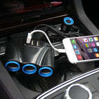 12-24V 3.1A 3 USB Ports & 3 Car Cigarette Lighter Sockets Car Charger, 12-24V 3.1A With 23 USB