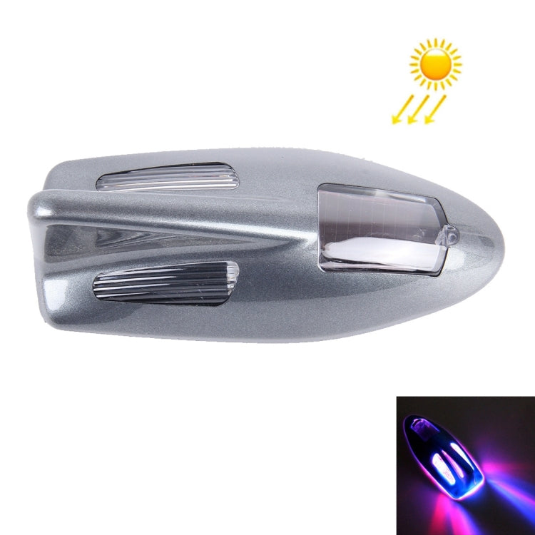 Solar Colorful Light Anti Collision Shark Fin Car Taillight LED Flash Warning Light Caution Light – Waterproof Grey