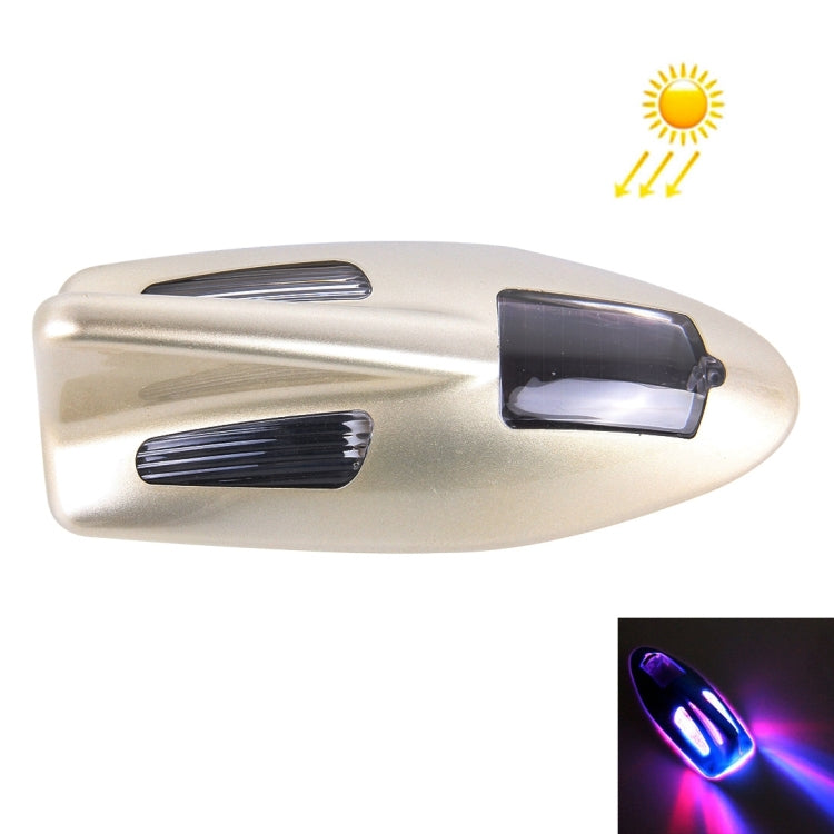 Solar Colorful Light Anti Collision Shark Fin Car Taillight LED Flash Warning Light Caution Light – Waterproof Gold