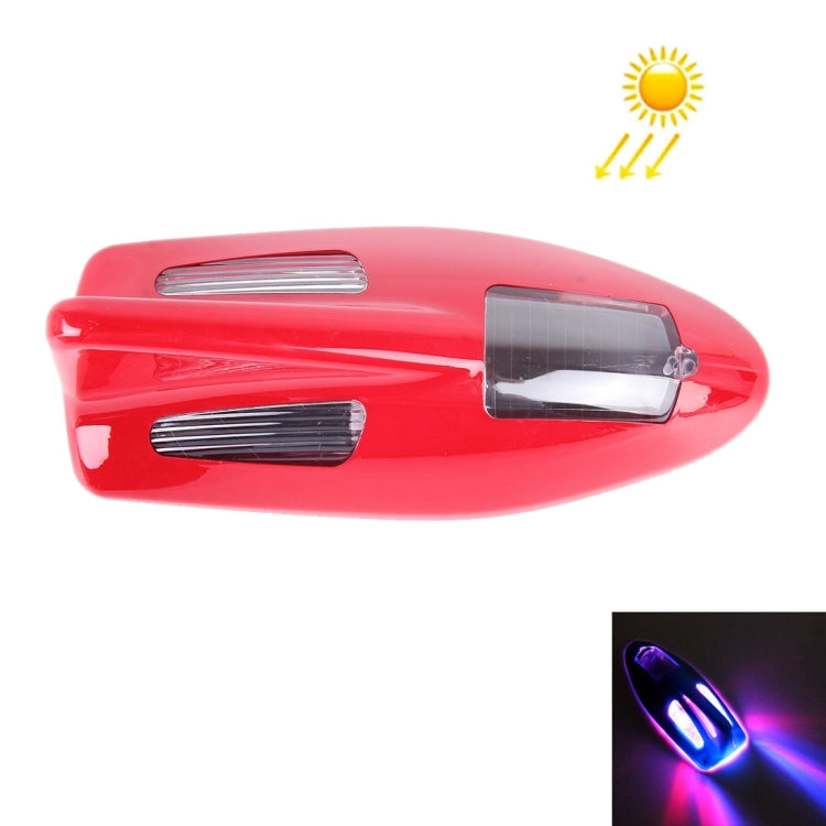 Solar Colorful Light Anti Collision Shark Fin Car Taillight LED Flash Warning Light Caution Light – Waterproof Red