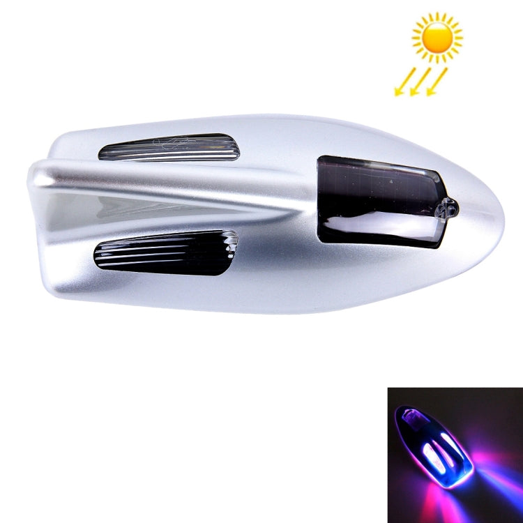 Solar Colorful Light Anti Collision Shark Fin Car Taillight LED Flash Warning Light Caution Light – Waterproof Silver