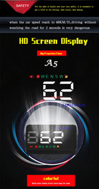 Geyiren A5 HUD 3.5 inch Car Head Up Display with GPS System, Two Mode Display, Light Sensors, KM/h MPH Speed, Compass, Speed Alarm, A5(Black), A5 (Green Light)