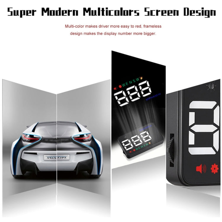 Geyiren A5 HUD 3.5 inch Car Head Up Display with GPS System, Two Mode Display, Light Sensors, KM/h MPH Speed, Compass, Speed Alarm, A5(Black), A5 (Green Light)