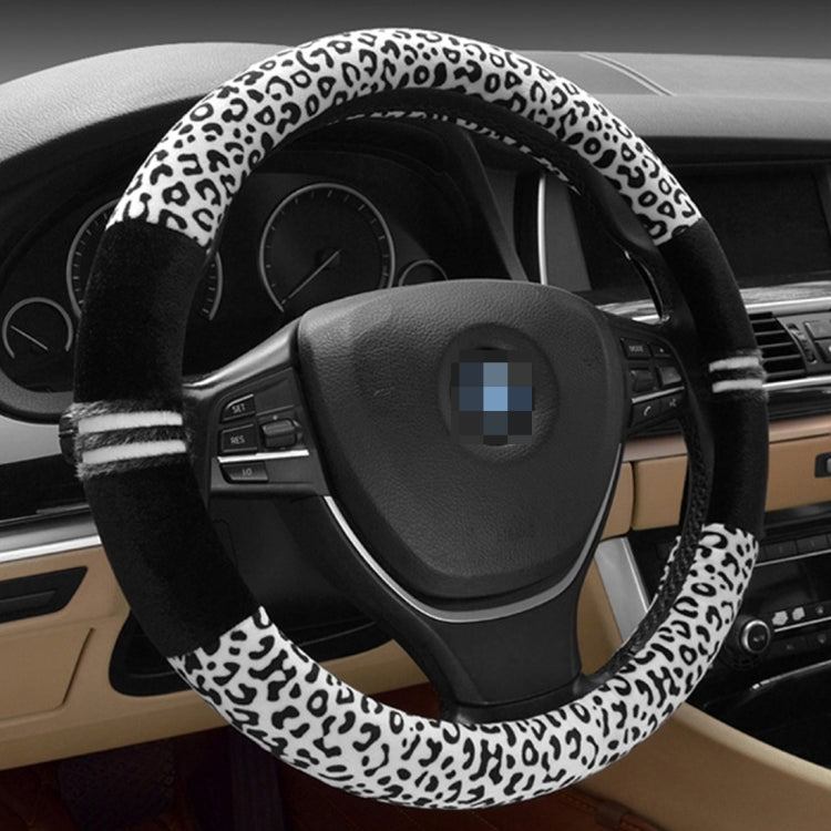 Leopard Grain Steering Wheel Cover, Adaptation Steering Wheel Diameter: 37-38 cm, 37-38cm Beige, 37-38cm Coffee, 37-38cm Black – Durable Build, Easy to Use 37-38cm Black CMS0191A
