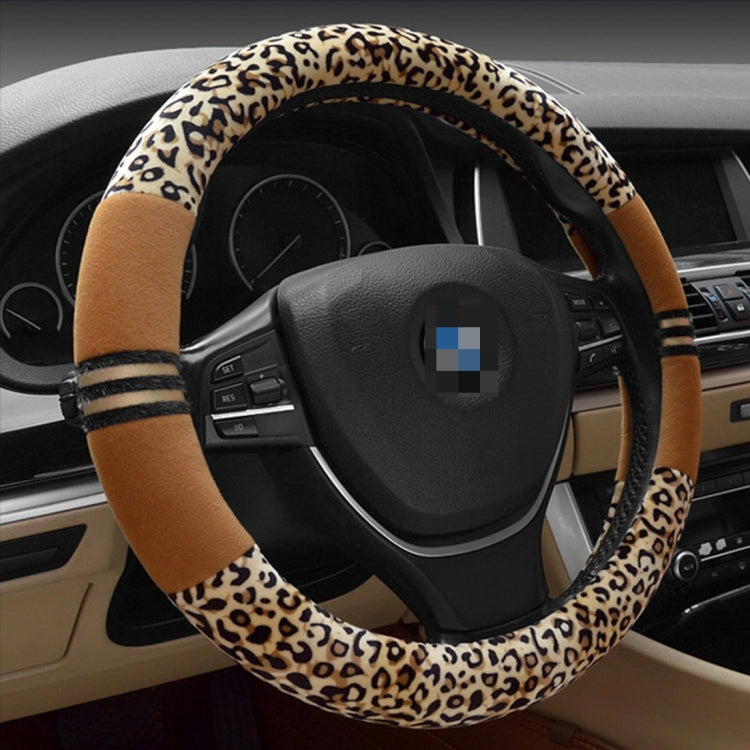 Leopard Grain Steering Wheel Cover, Adaptation Steering Wheel Diameter: 37-38 cm, 37-38cm Beige, 37-38cm Coffee, 37-38cm Black – Durable Build, Easy to Use 37-38cm Coffee CMS0191C