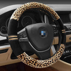 Leopard Grain Steering Wheel Cover, Adaptation Steering Wheel Diameter: 37-38 cm, 37-38cm Beige, 37-38cm Coffee, 37-38cm Black