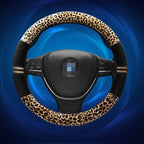 Leopard Grain Steering Wheel Cover, Adaptation Steering Wheel Diameter: 37-38 cm, 37-38cm Beige, 37-38cm Coffee, 37-38cm Black