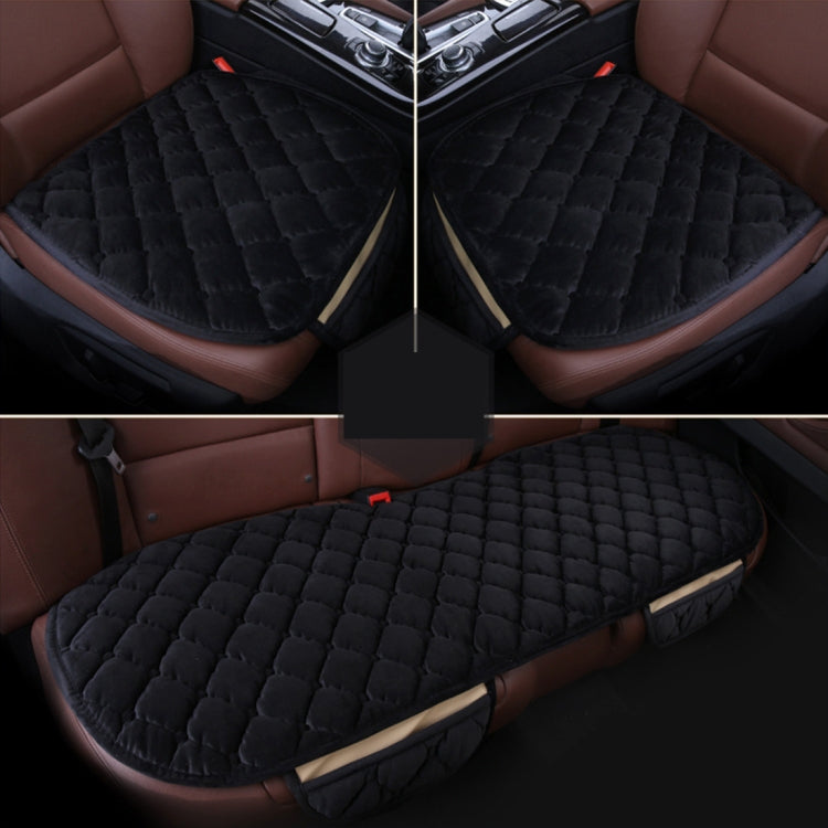 3 PCS / Set Luxurious Warm Car Seat Cover Cushion Universal Front Back Seat Covers Car Non-slip Chair Pad Warm Car Mats No Back Plush Cushion Black