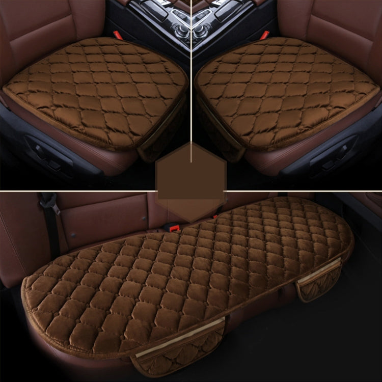 3 PCS / Set Luxurious Warm Car Seat Cover Cushion Universal Front Back Seat Covers Car Non-slip Chair Pad Warm Car Mats No Back Plush Cushion – Non-slip Coffee