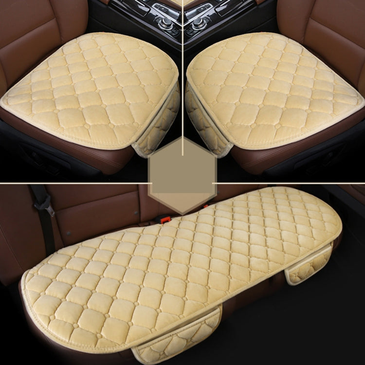 3 PCS / Set Luxurious Warm Car Seat Cover Cushion Universal Front Back Seat Covers Car Non-slip Chair Pad Warm Car Mats No Back Plush Cushion – Non-slip Khaki