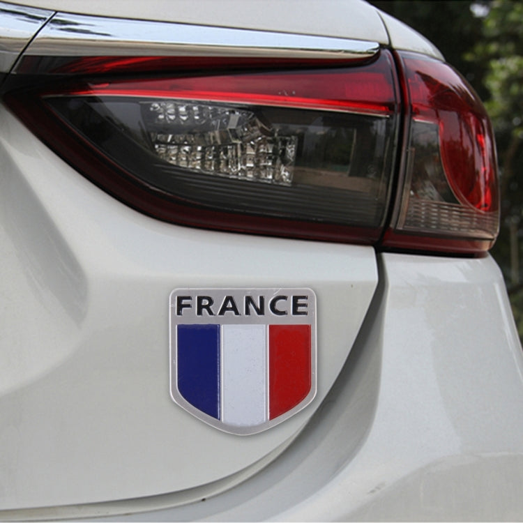 Shield Shape Metal Car Badge Decorative Sticker, Size: Small, French Flag, Italy Flag 2 French Flag French Flag