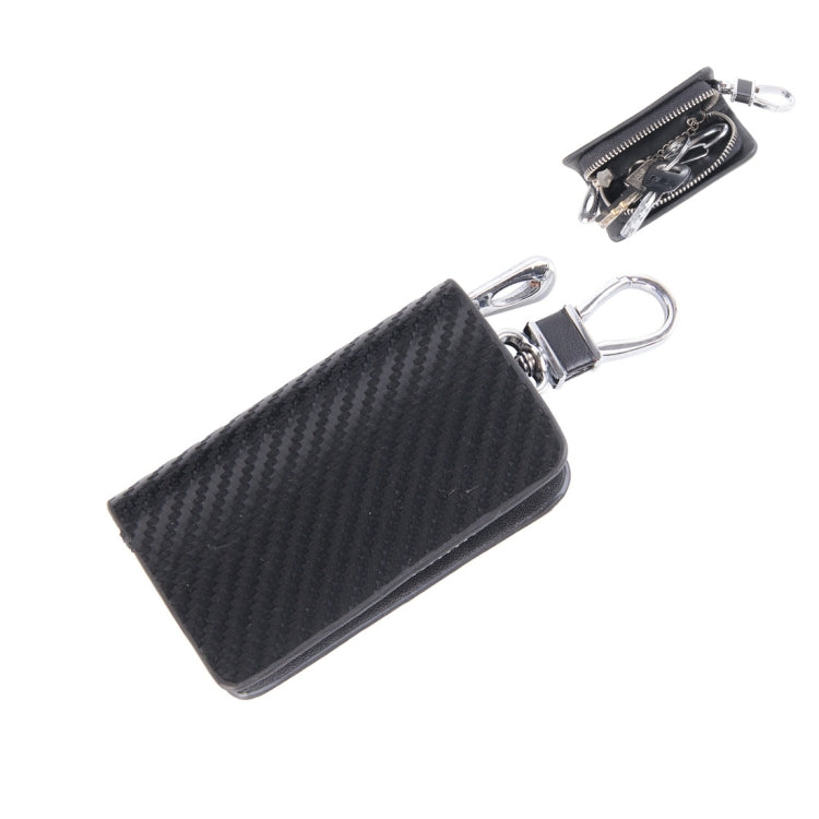 Universal Leather Carbon Fiber Texture Waist Hanging Zipper Wallets Key Holder Bag (No Include Key), Carbon Fiber Texture Carbon Fiber Texture