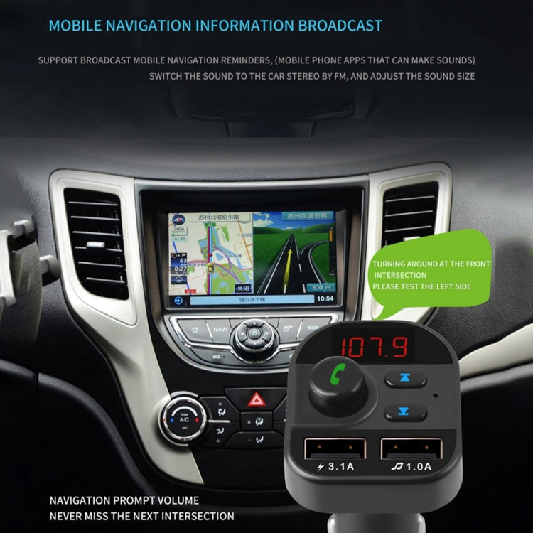 805E Dual USB Charging Bluetooth FM Transmitter MP3 Music Player Car Kit, Support Hands-Free Call & Read TF Card / U Disk Music, 805E
