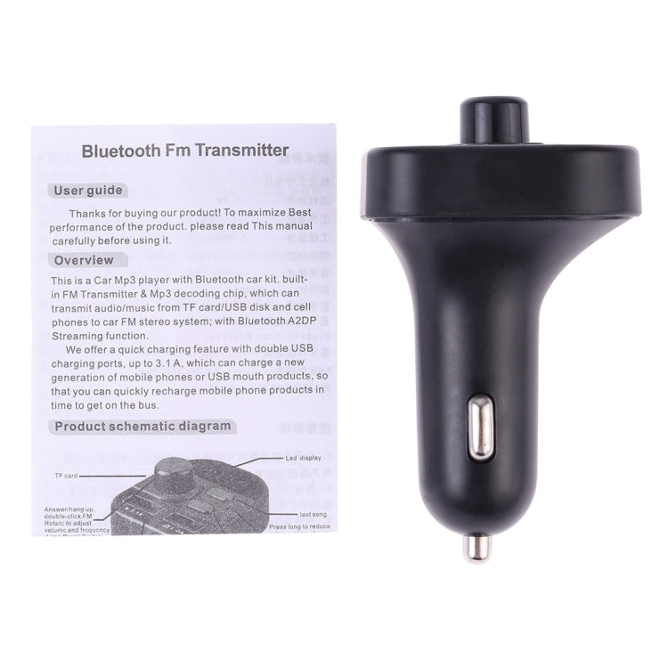 805E Dual USB Charging Bluetooth FM Transmitter MP3 Music Player Car Kit, Support Hands-Free Call & Read TF Card / U Disk Music, 805E