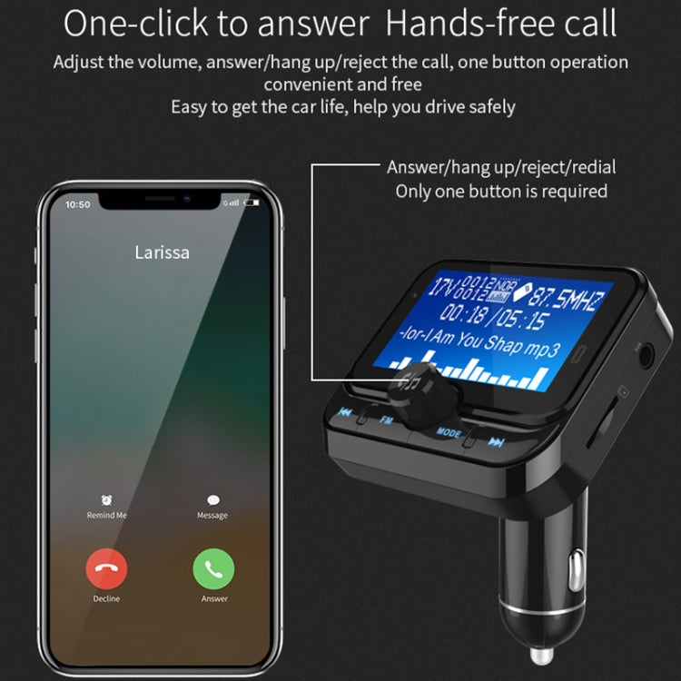 BC32 Dual USB Charging Bluetooth Hand-free Car Charger FM Transmitter MP3 Music Player Car Kit, Support Hands-Free Call & Micro SD Recording & Voltage Detection, BC32