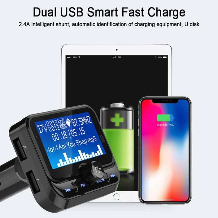BC32 Dual USB Charging Bluetooth Hand-free Car Charger FM Transmitter MP3 Music Player Car Kit, Support Hands-Free Call & Micro SD Recording & Voltage Detection, BC32