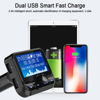 BC32 Dual USB Charging Bluetooth Hand-free Car Charger FM Transmitter MP3 Music Player Car Kit, Support Hands-Free Call & Micro SD Recording & Voltage Detection, BC32