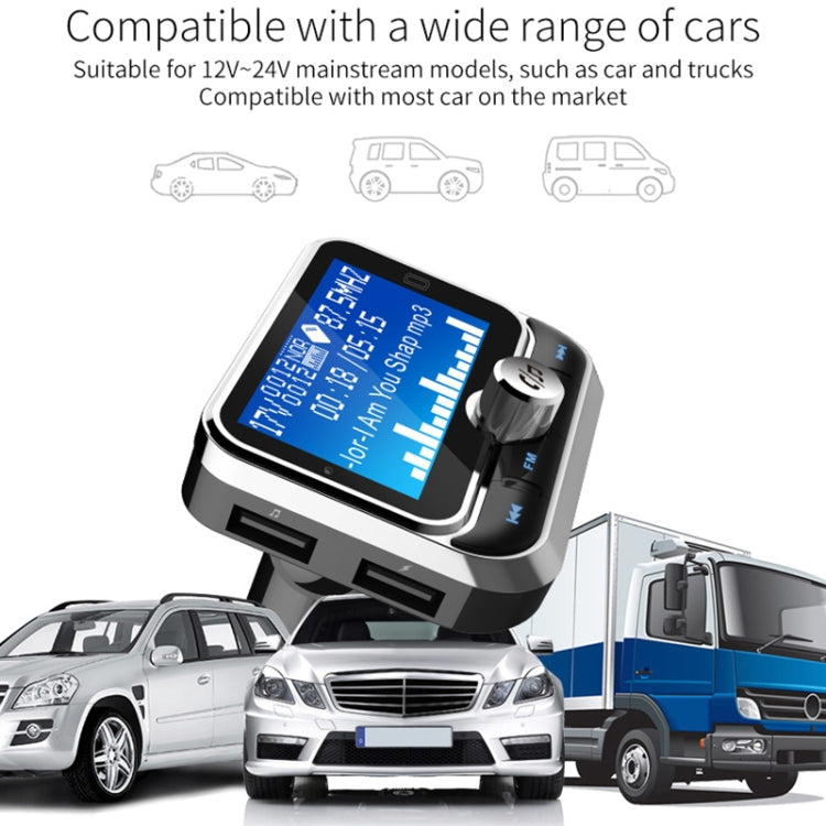 BC32 Dual USB Charging Bluetooth Hand-free Car Charger FM Transmitter MP3 Music Player Car Kit, Support Hands-Free Call & Micro SD Recording & Voltage Detection, BC32