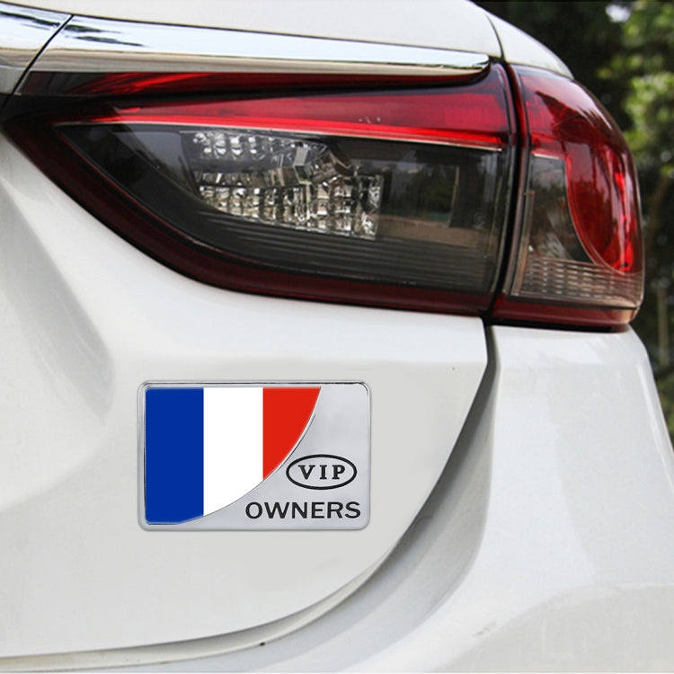 Universal Car France Flag Rectangle Shape VIP Metal Decorative Sticker, France Flag (Silver) – Durable Build, Easy to Use France Flag (Silver) Silver