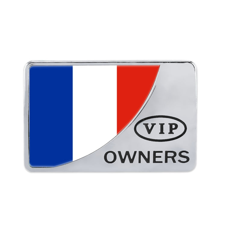 Universal Car France Flag Rectangle Shape VIP Metal Decorative Sticker, France Flag (Silver) – Durable Build, Easy to Use