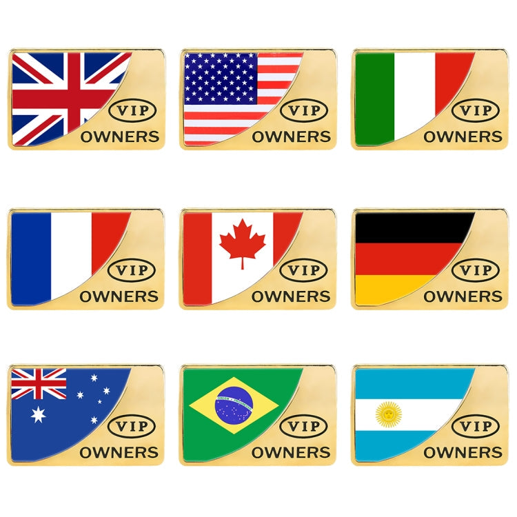 Universal Car Canada Flag Rectangle Shape VIP Metal Decorative Sticker, Canada Flag (Gold)