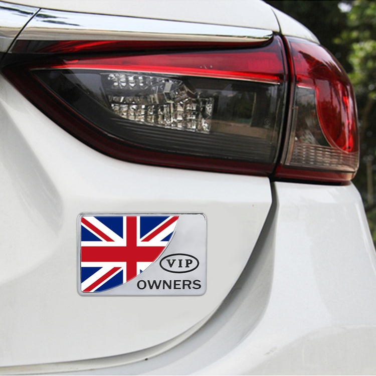 Universal Car UK Flag Rectangle Shape VIP Metal Decorative Sticker, UK Flag (Silver) UK Flag (Silver) Silver