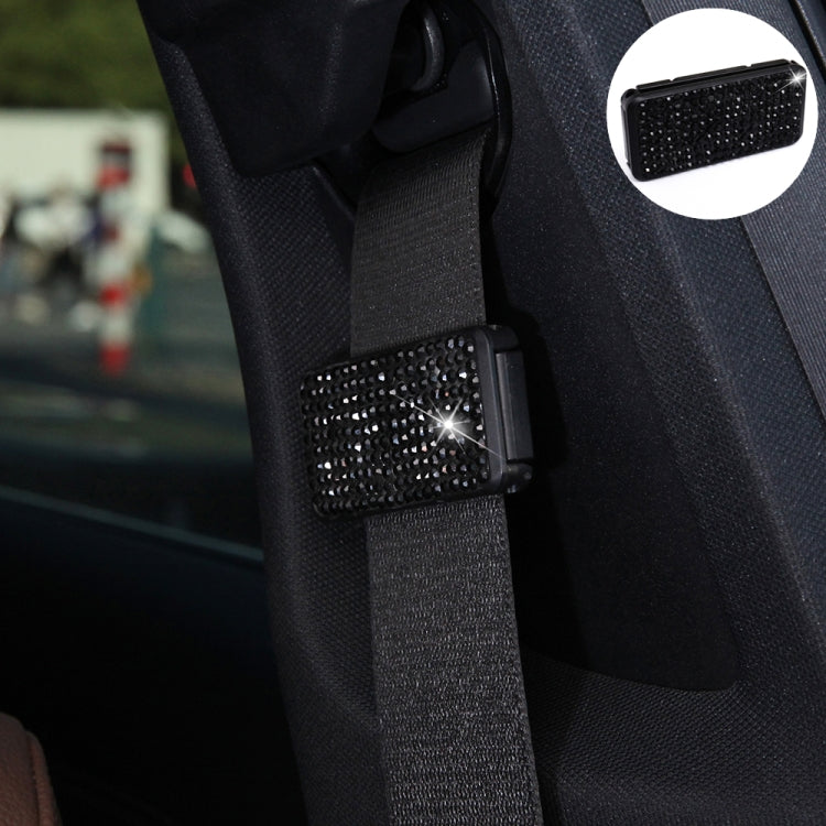 Car Seat Belts Crystal Clip Fixer Tightening Regulator, Crystal Black Crystal Black Black
