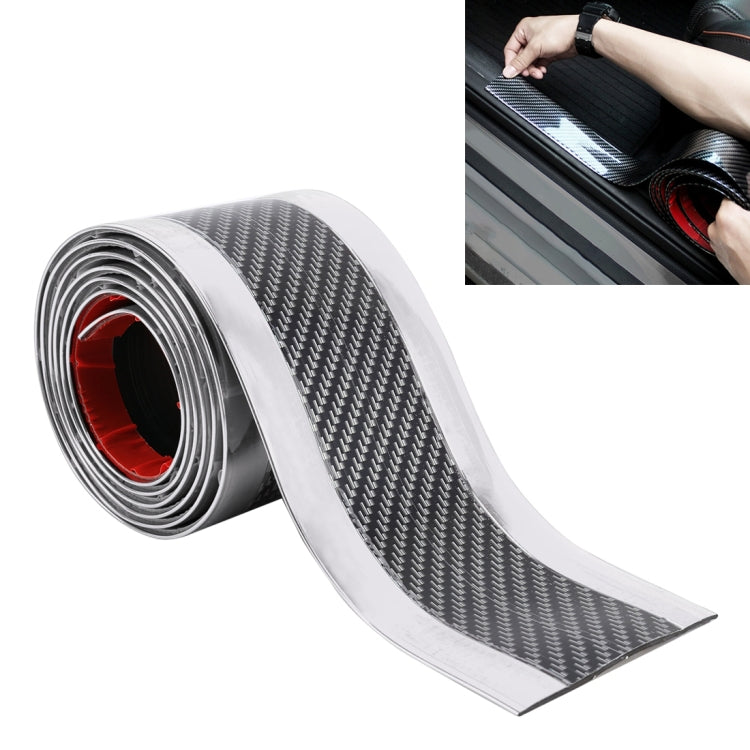 Universal Electroplate Carbon Fibre Car Door Threshold Decoration Strip Decorative Sticker, Size : 5CM x 2M, 5CM x 2M (Gold), 5CM x 2M (Red), 5CM x 2M (Silver) – Durable Build, Easy to Use 5CM x 2M (Silver) Silver
