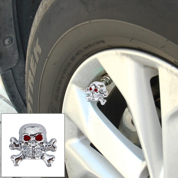 4 PCS Universal Skull Shape Gas Cap Mouthpiece Cover Gas Cap Tire Cap Car Motor Bicycle Tire Valve Caps, Skull Shape Skull Shape Silver
