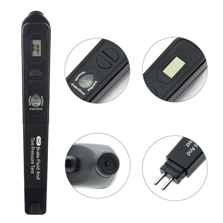 Car 2 in 1 Diagnostic Tool Brake Fluid Liquid Tire Pressure Tester, 2 in 1 Diagnostic Tool – Durable Build, Easy to Use