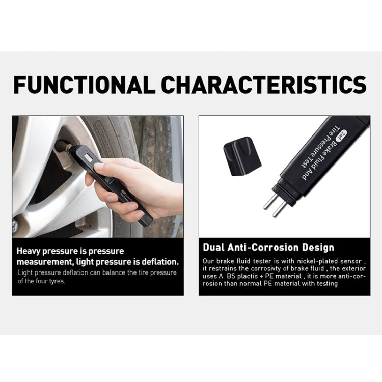 Car 2 in 1 Diagnostic Tool Brake Fluid Liquid Tire Pressure Tester, 2 in 1 Diagnostic Tool – Durable Build, Easy to Use