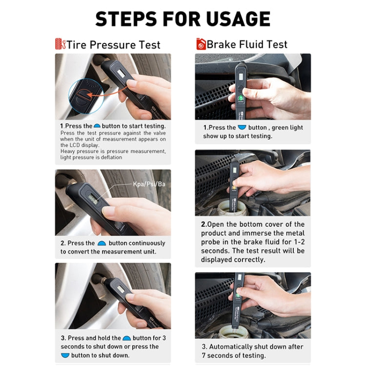 Car 2 in 1 Diagnostic Tool Brake Fluid Liquid Tire Pressure Tester, 2 in 1 Diagnostic Tool – Durable Build, Easy to Use