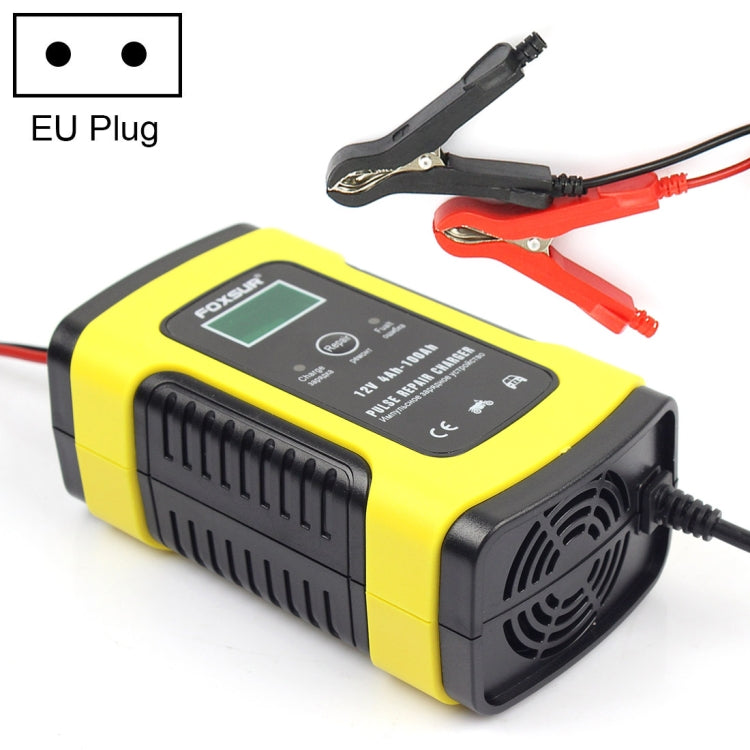 FOXSUR 12V 6A Intelligent Universal Battery Charger for Car Motorcycle, Length: 55cm, EU Plug, EU Plug (Red), EU Plug (Yellow) – TPU EU Plug (Yellow) Yellow