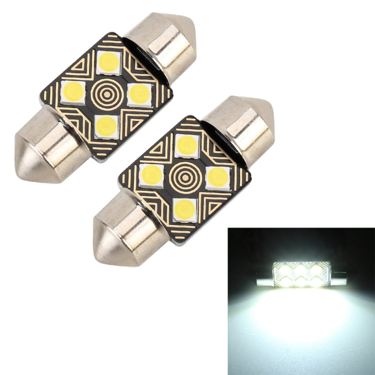 2 PCS 31mm DC12V / 1.5W / 6000K / 110LM 4LEDs SMD-3030 Car Reading Lamp Dome Light, with Decoder, 31mm 31mm