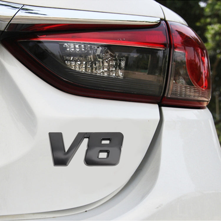 V8 Connect Shape Car Metal Body Decorative Sticker, Size : L, V8 Connect Shape, Size : L (Black), V8 Connect Shape, Size : L (Silver) V8 Connect Shape, Size : L (Black) Black
