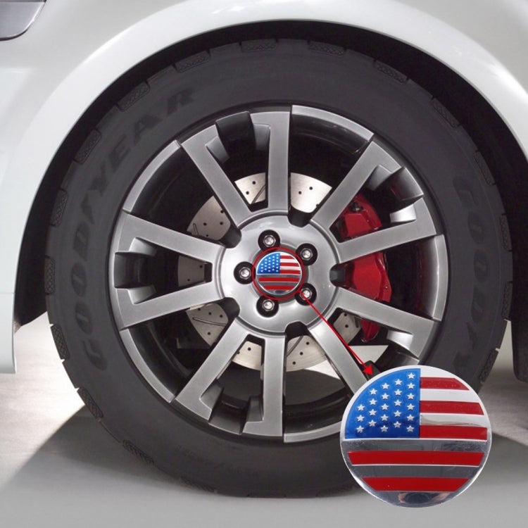 4 PCS USA Flag Metal Car Sticker Wheel Hub Caps Centre Cover Decoration, USA Flag USA Flag